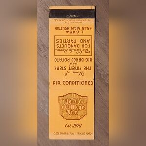 Ye Old College Inn Est. 1920 Matchbook Cover [ Read Details ]